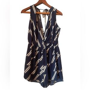 ILLA ILLA Blue Striped Sleeveless Shorts Romper